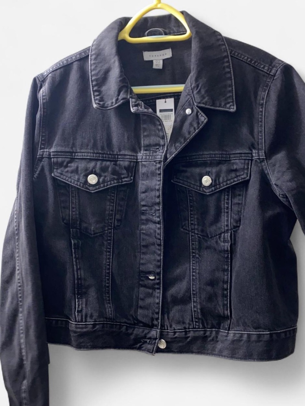 Topshop Black Denim Cropped Jacket